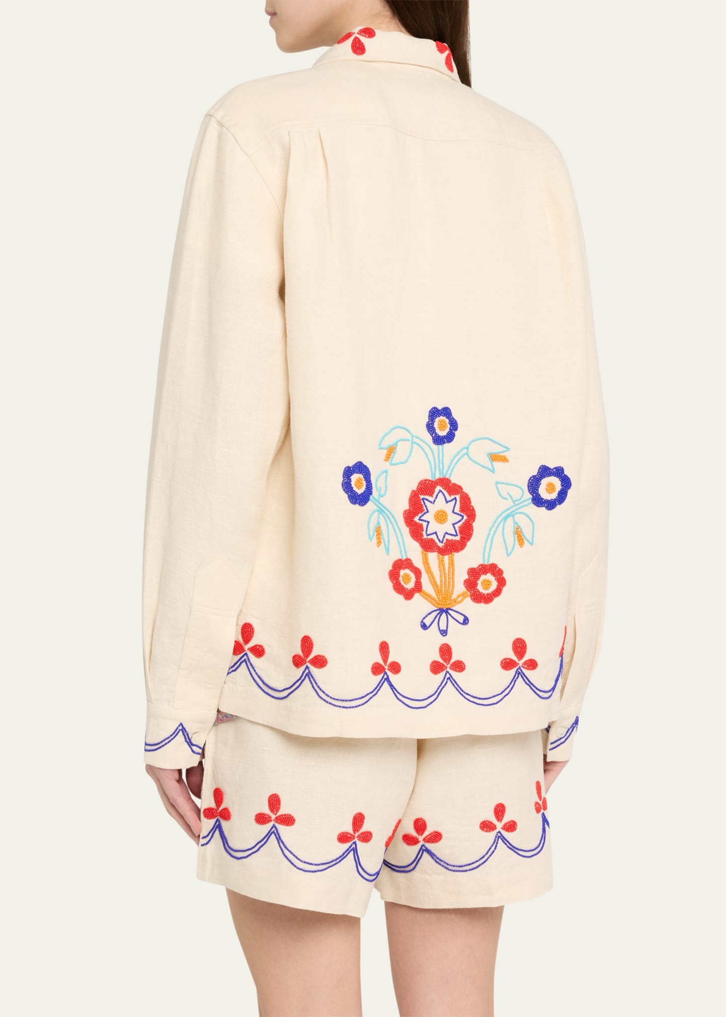 Beaded Garden Party Linen Shirt - 3