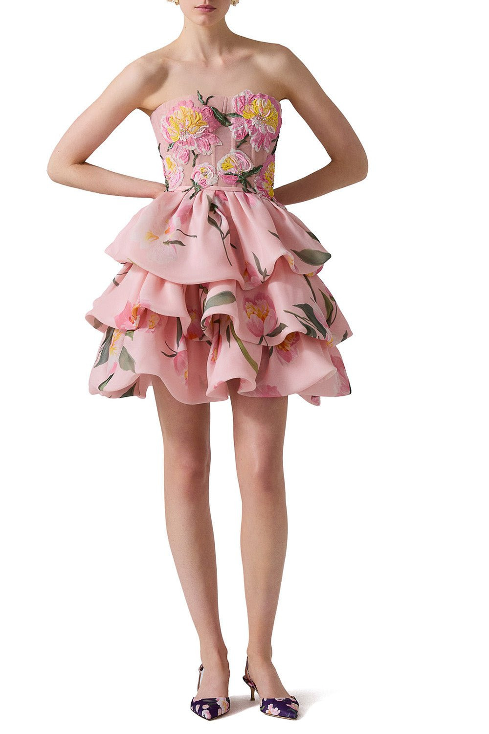 Strapless Ruffled Mini Dress - 3