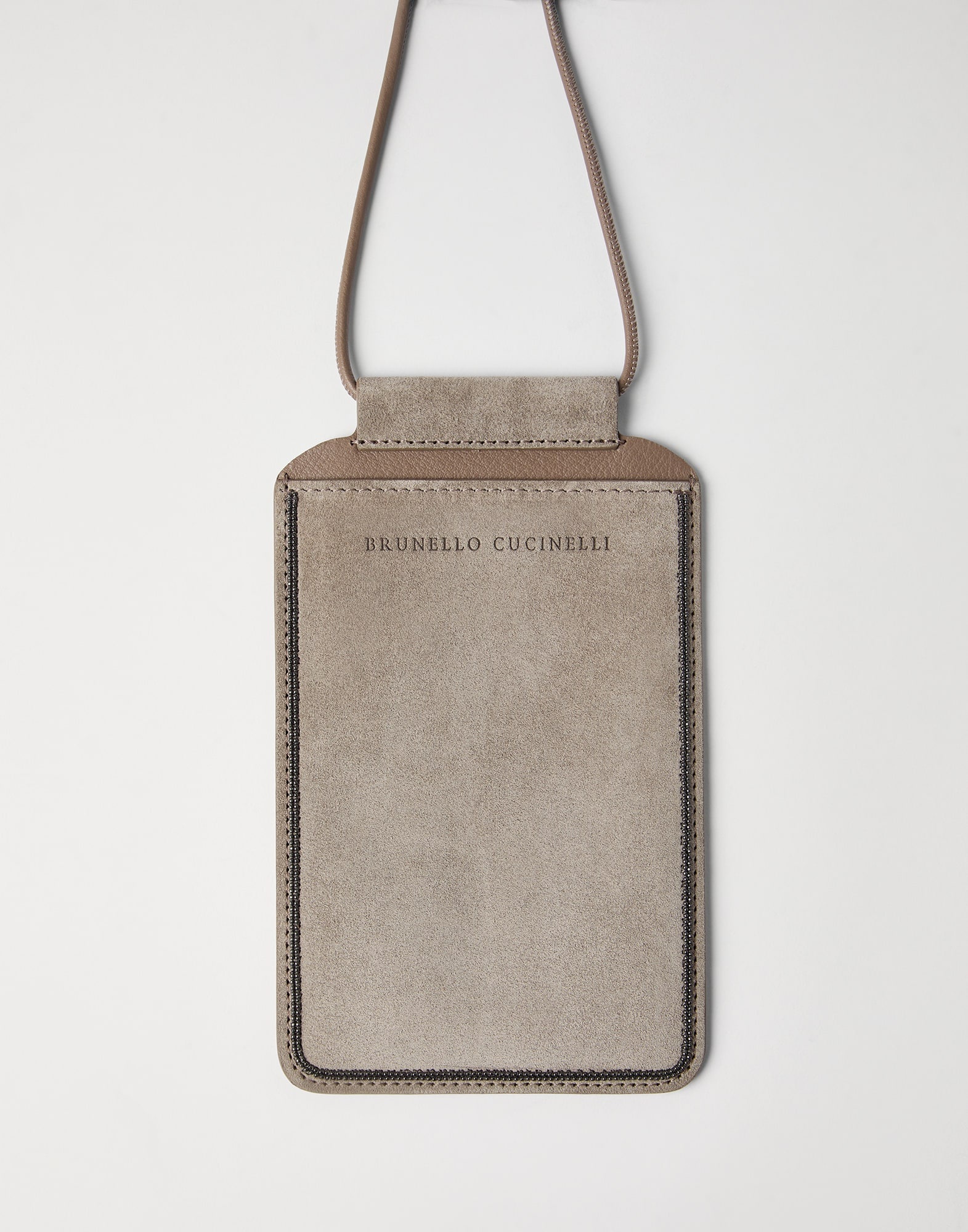 Suede phone bag with shiny trim - 1