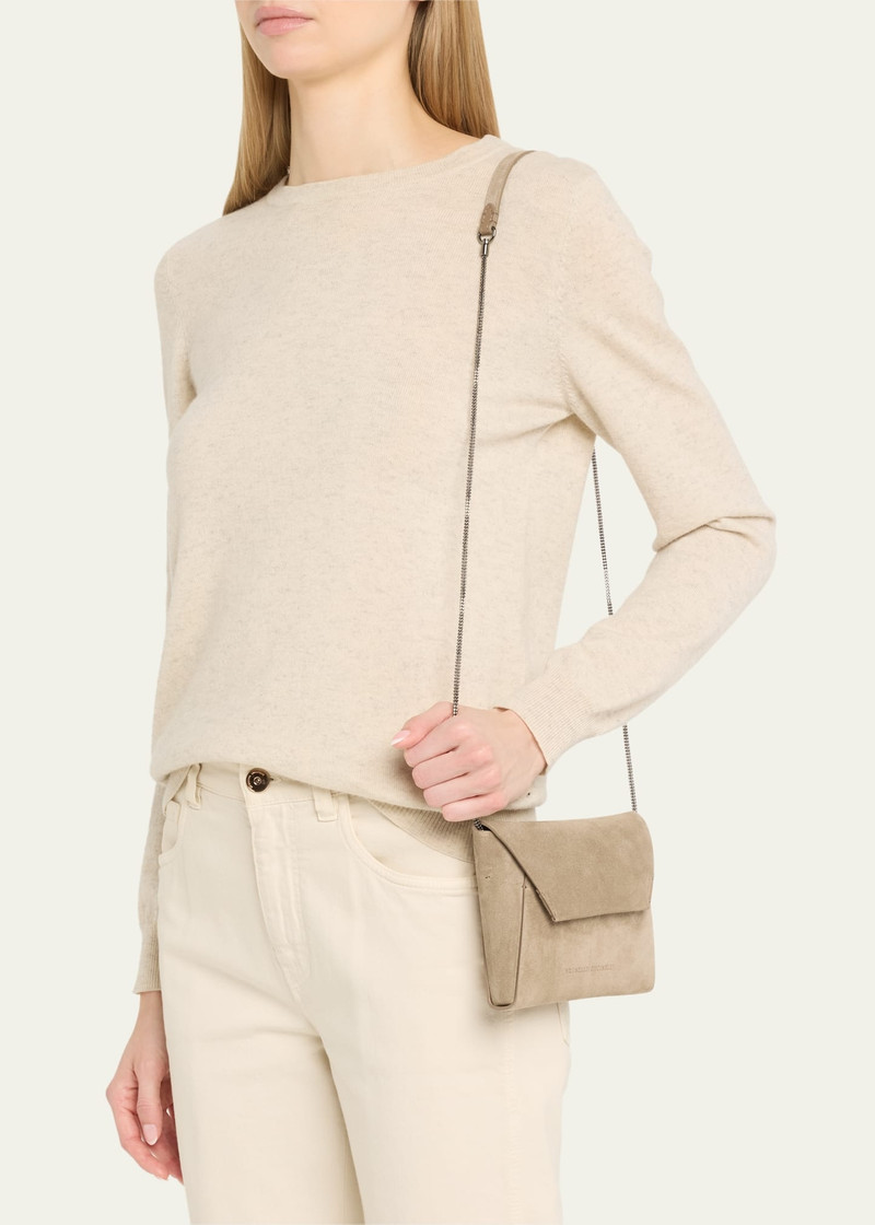 Brunello Cucinelli Envelope Flap Suede Wallet on Chain outlook