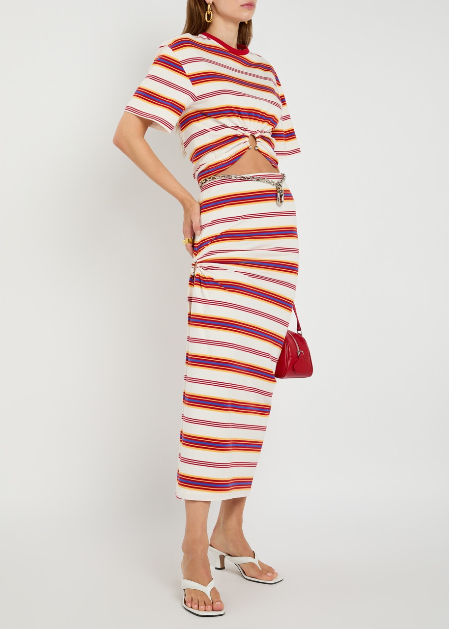 Rabanne Jupe Striped Stretch-cotton Midi Skirt - 4