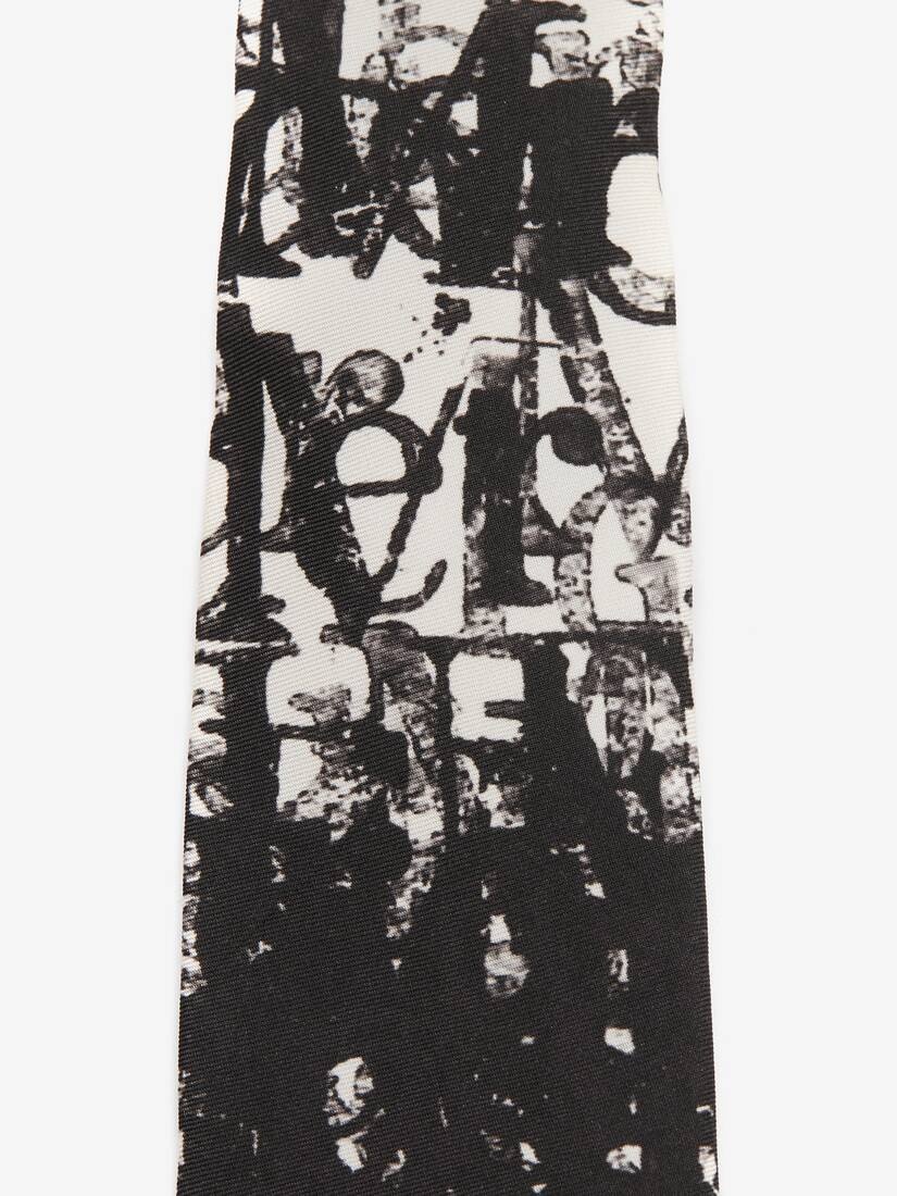 Men's McQueen Logo Stamp Tie in Ivory/black - 3
