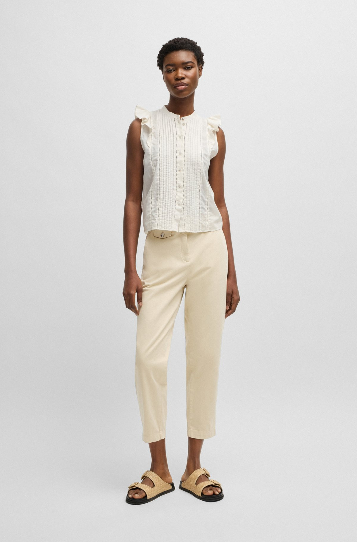 CASUAL CHINOS IN STRETCH-COTTON SATIN - 3