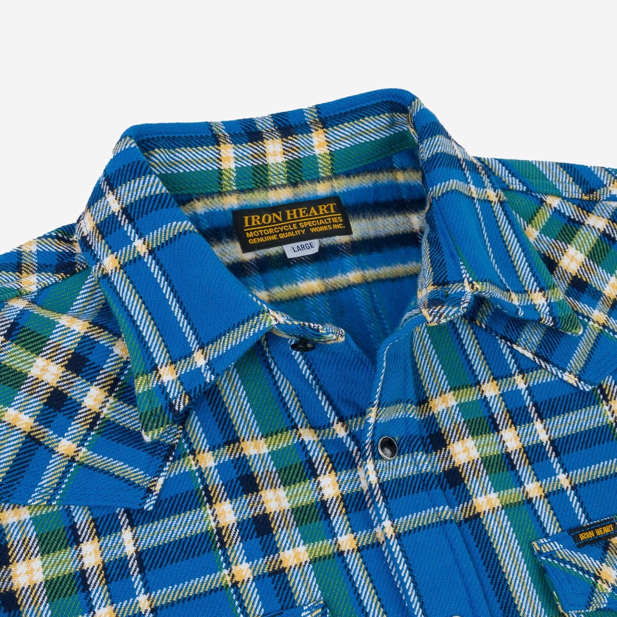 IHSH-370-BLU Ultra Heavy Flannel Tartan Check Western Shirt - Blue - 8