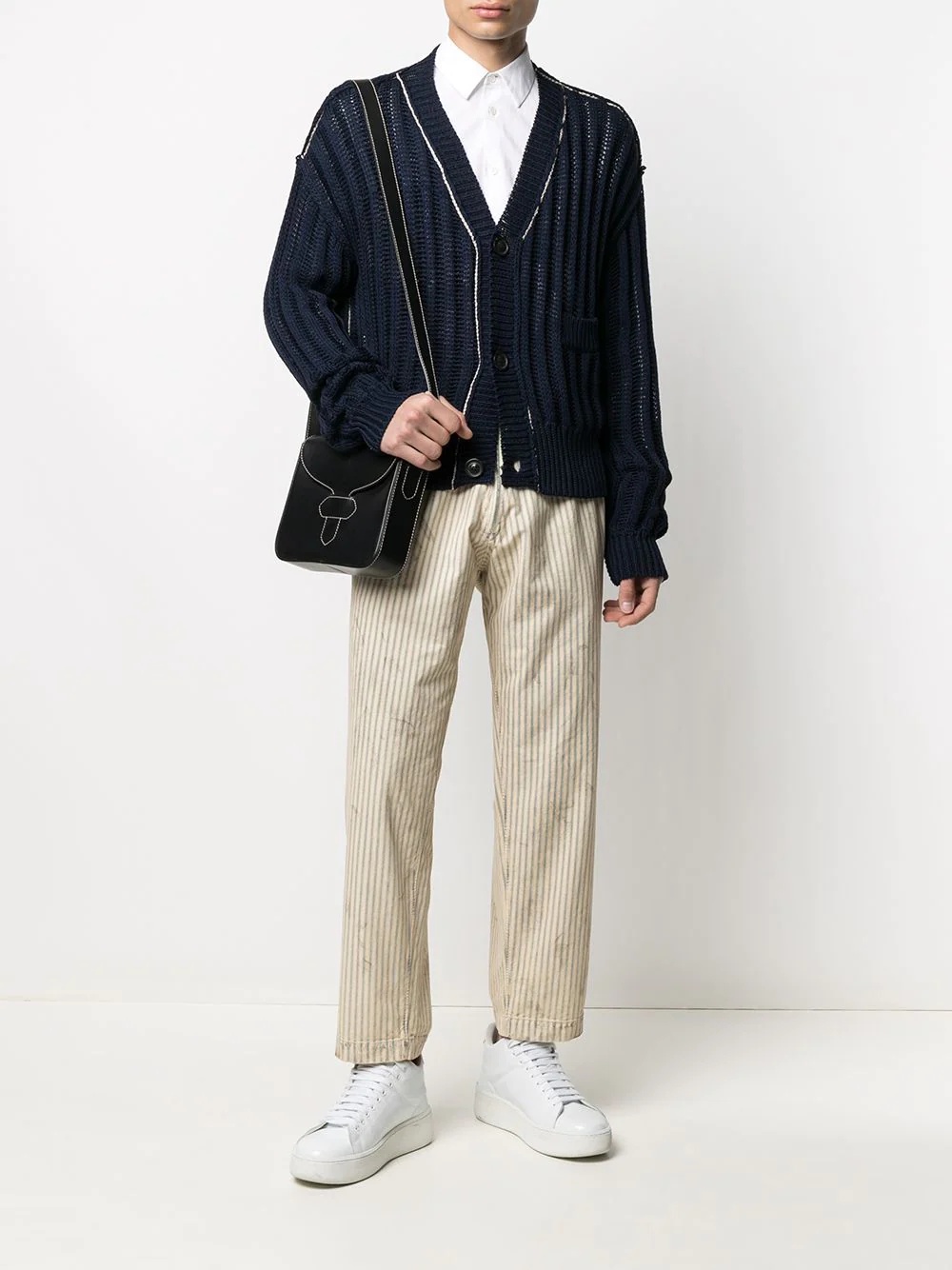 distressed pinstripe trousers - 2