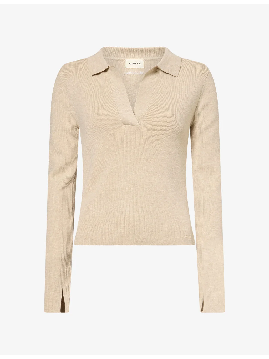 Collar Long-Sleeve Knit Top - 1