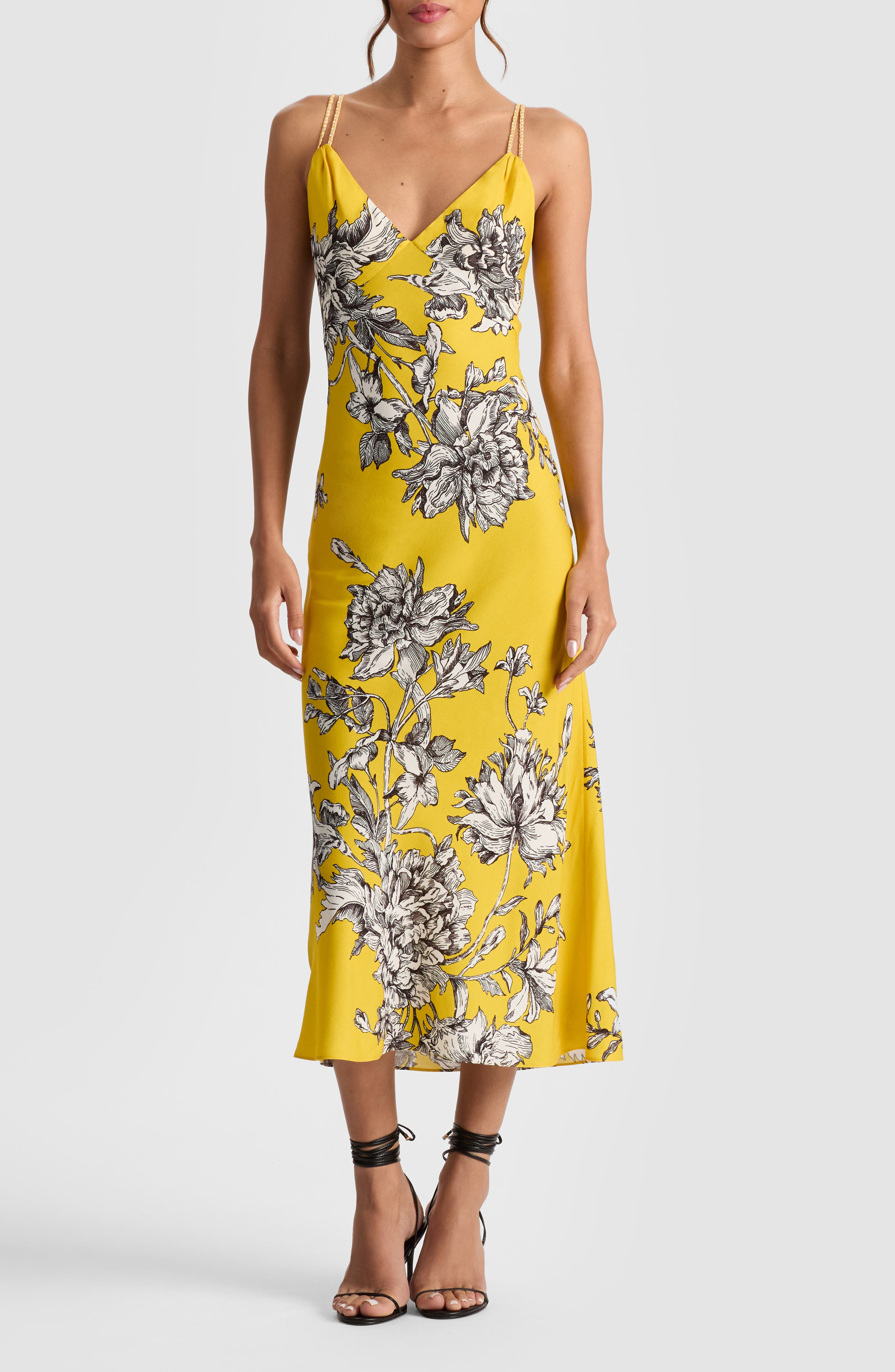 Alice + Olivia Kiro Floral Midi Dress in Blooming Wild Golden Hour at Nordstrom - 1