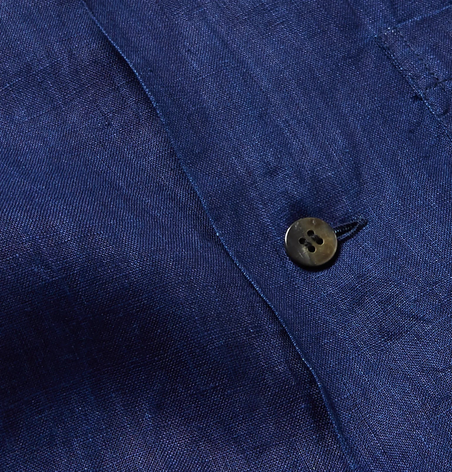 Camp-Collar Indigo-Dyed Linen Shirt - 3