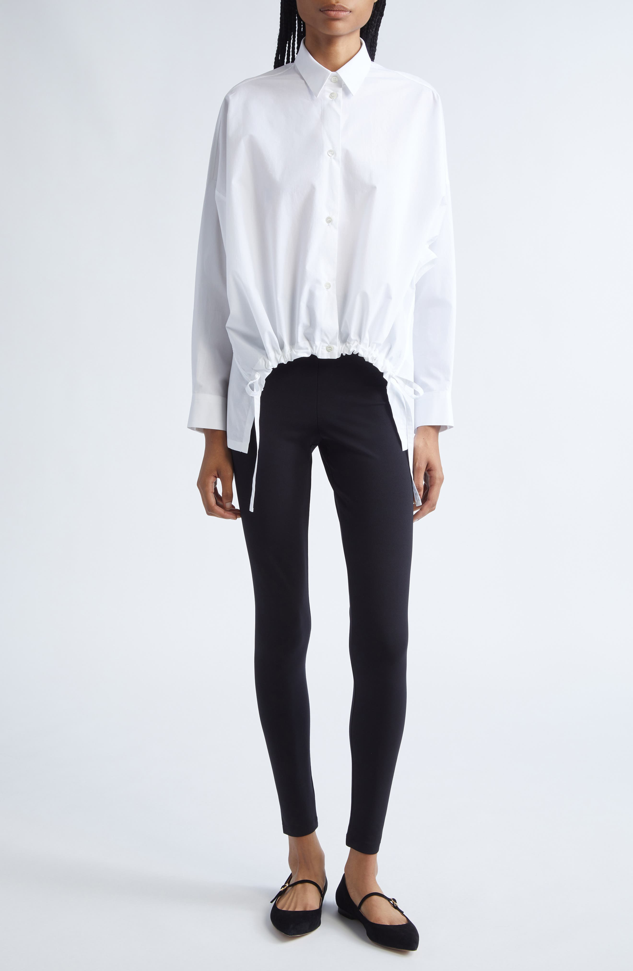 Emporio Armani Oversize Cotton Poplin Button-Up Shirt in White at Nordstrom - 2