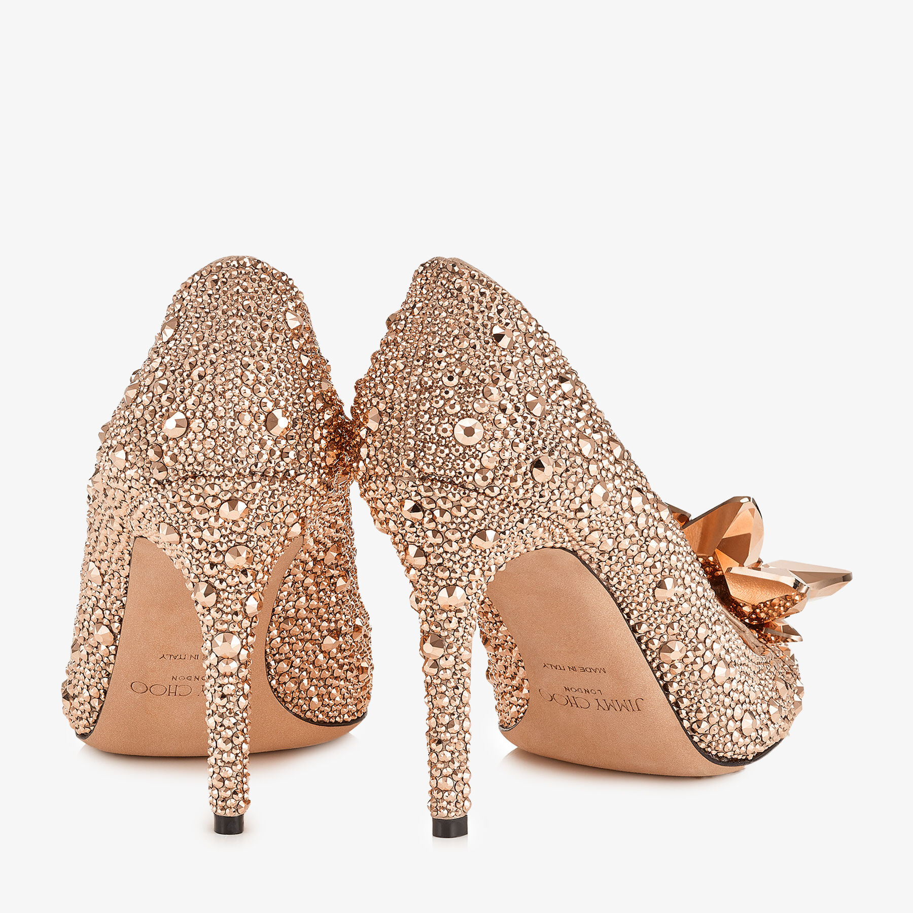 Avril
Rose Gold Crystal Covered Pointy Toe Pumps - 5