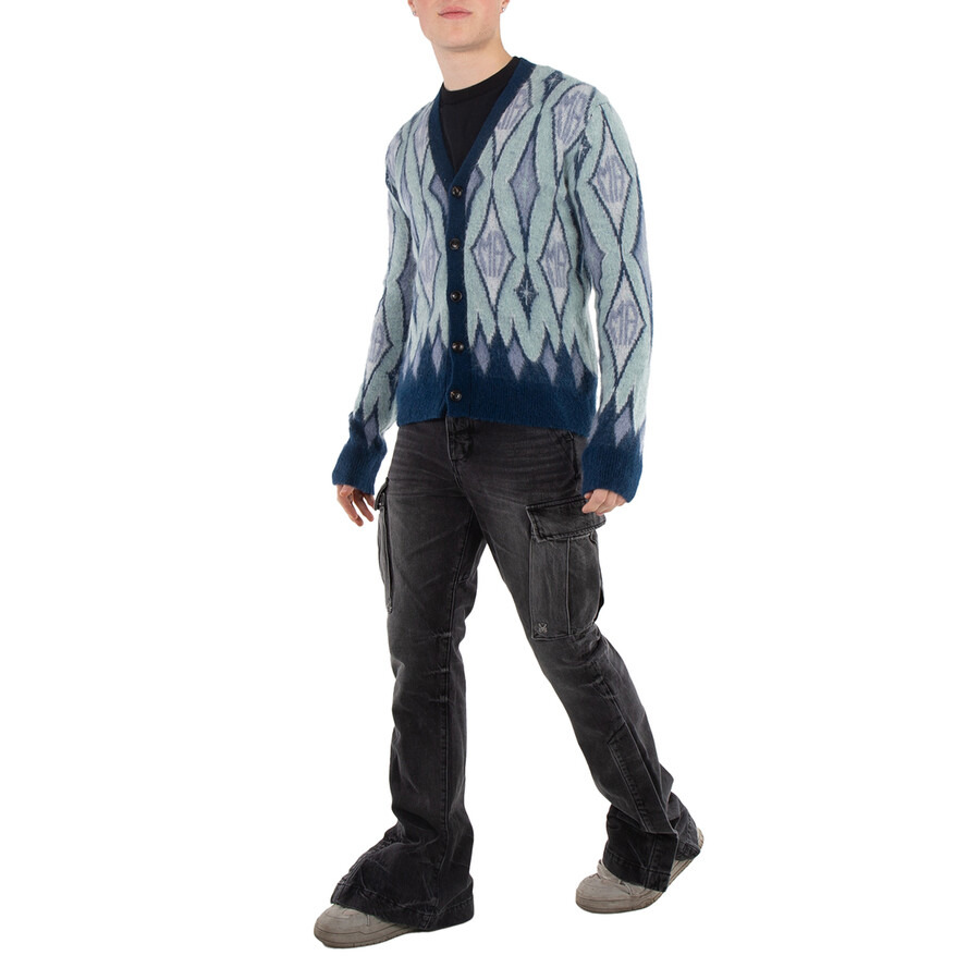 Amiri Argyle Mohair Knit Cardigan - 4