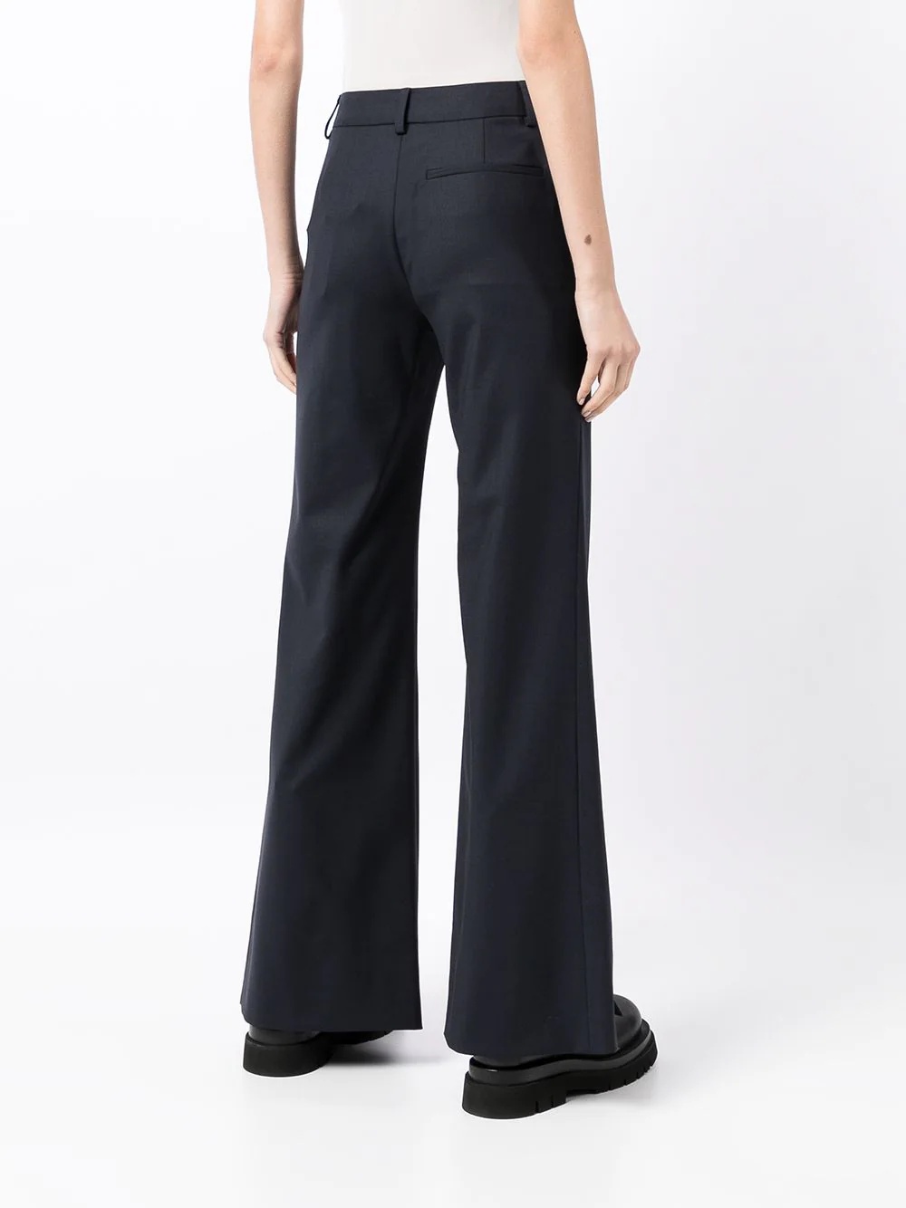 sliced hem flared trousers - 4