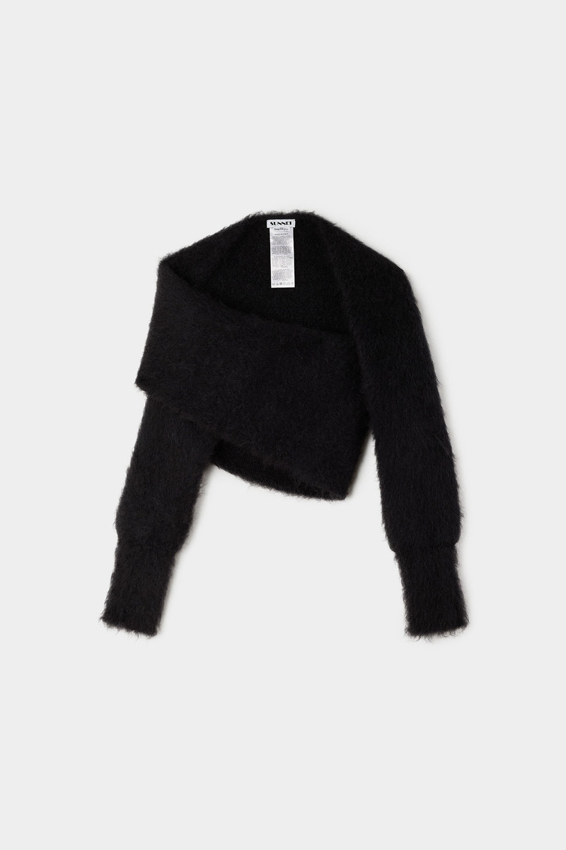 SUNNEI HAIRY KNIT WRAPPED TOP / dark navy outlook