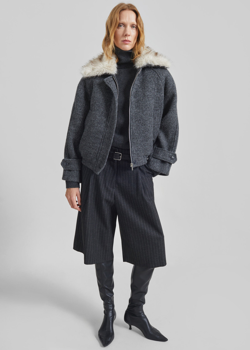 Nyborg Wool Quilted Jacket - Dark Grey 5