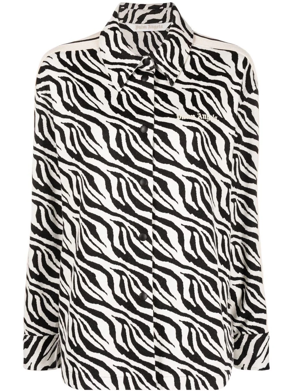 zebra-print side-stripe shirt - 1