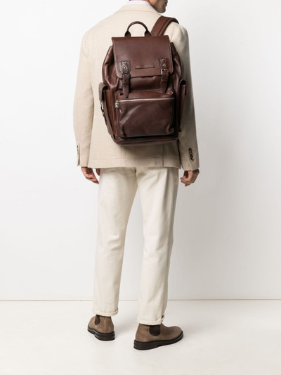 Brunello Cucinelli buckle-fastened leather backpack outlook