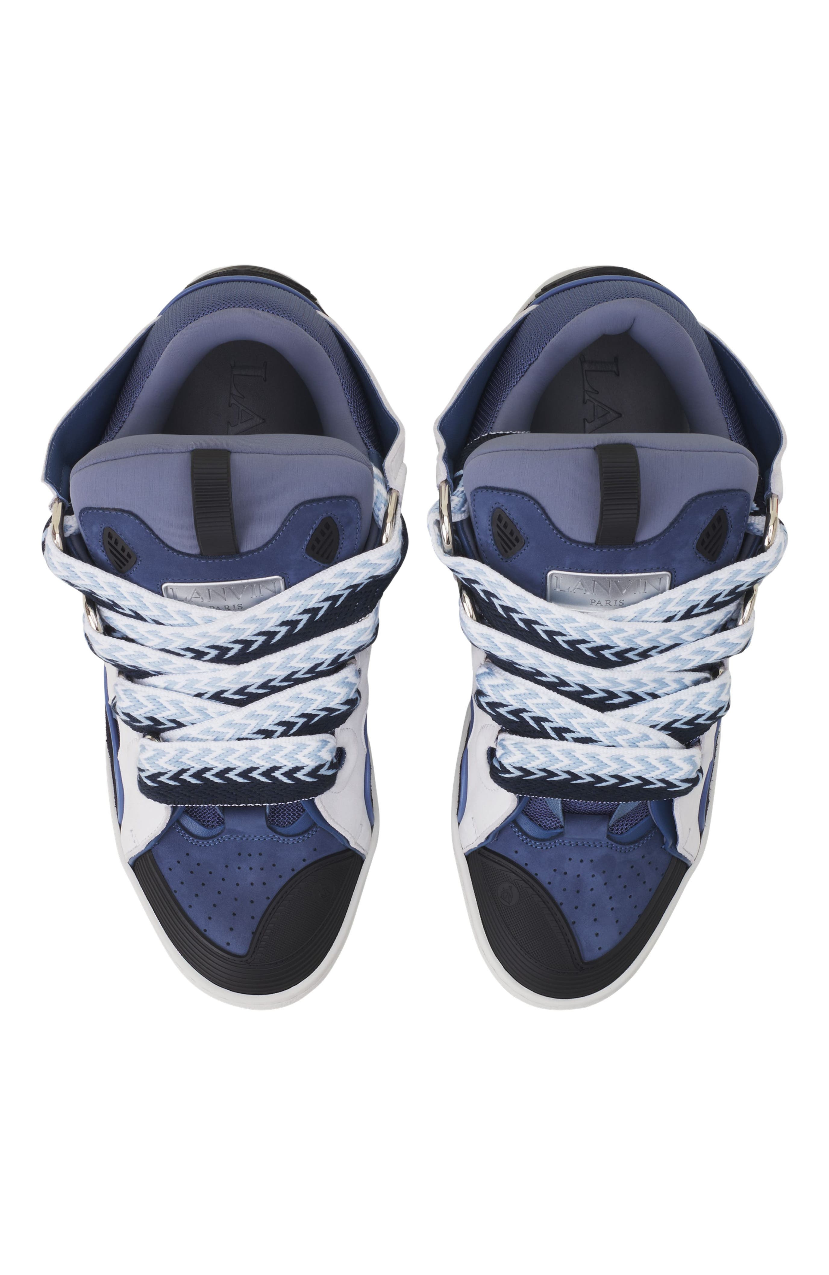 Lanvin Curb Leather Sneakers in Black/navy Blue at Nordstrom - 4