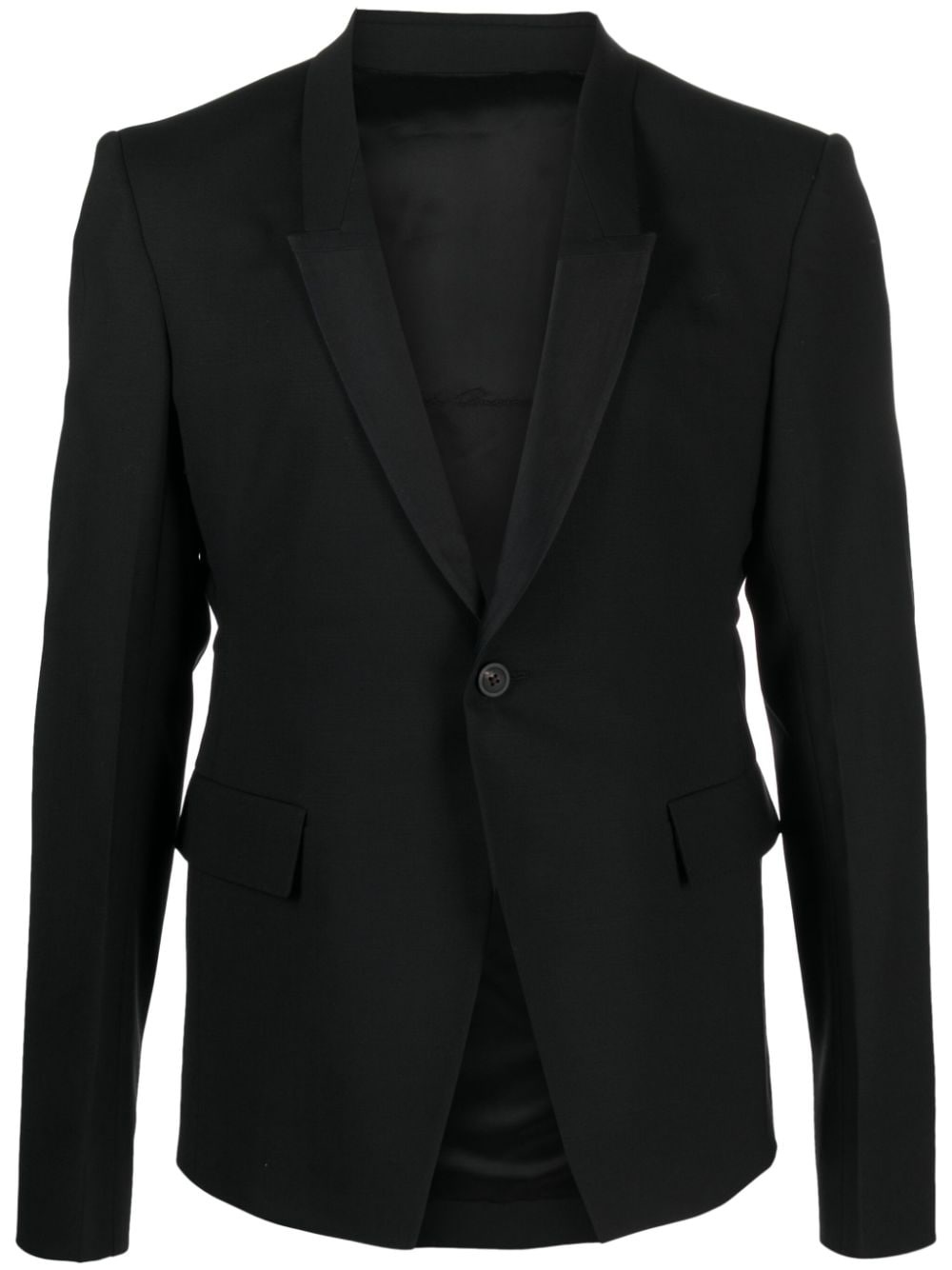 single-breasted virgin wool blend blazer - 1