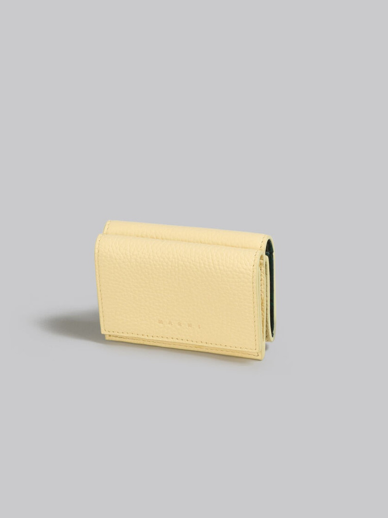 Marni LIGHT YELLOW LEATHER TRIFOLD VENICE WALLET WITH MARBLED INTERIOR outlook