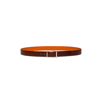 Santoni Men’s polished brown leather adjustable belt outlook