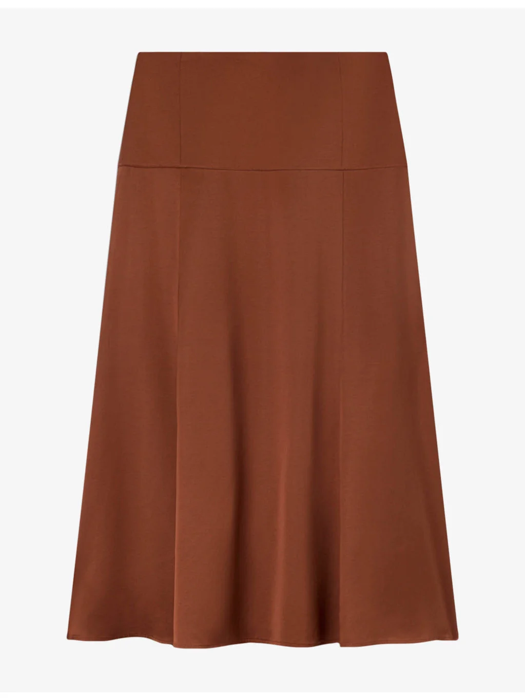 Flowy Panel-Waist Satin Midi Skirt - 1