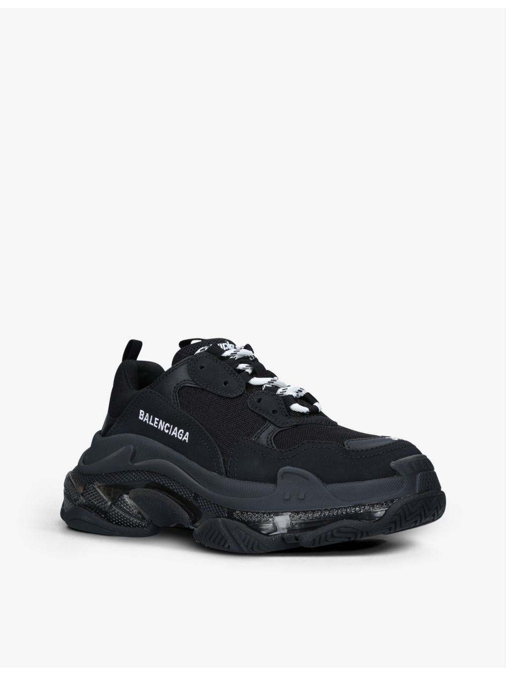 Triple S leather and mesh mid-top trainers - 3