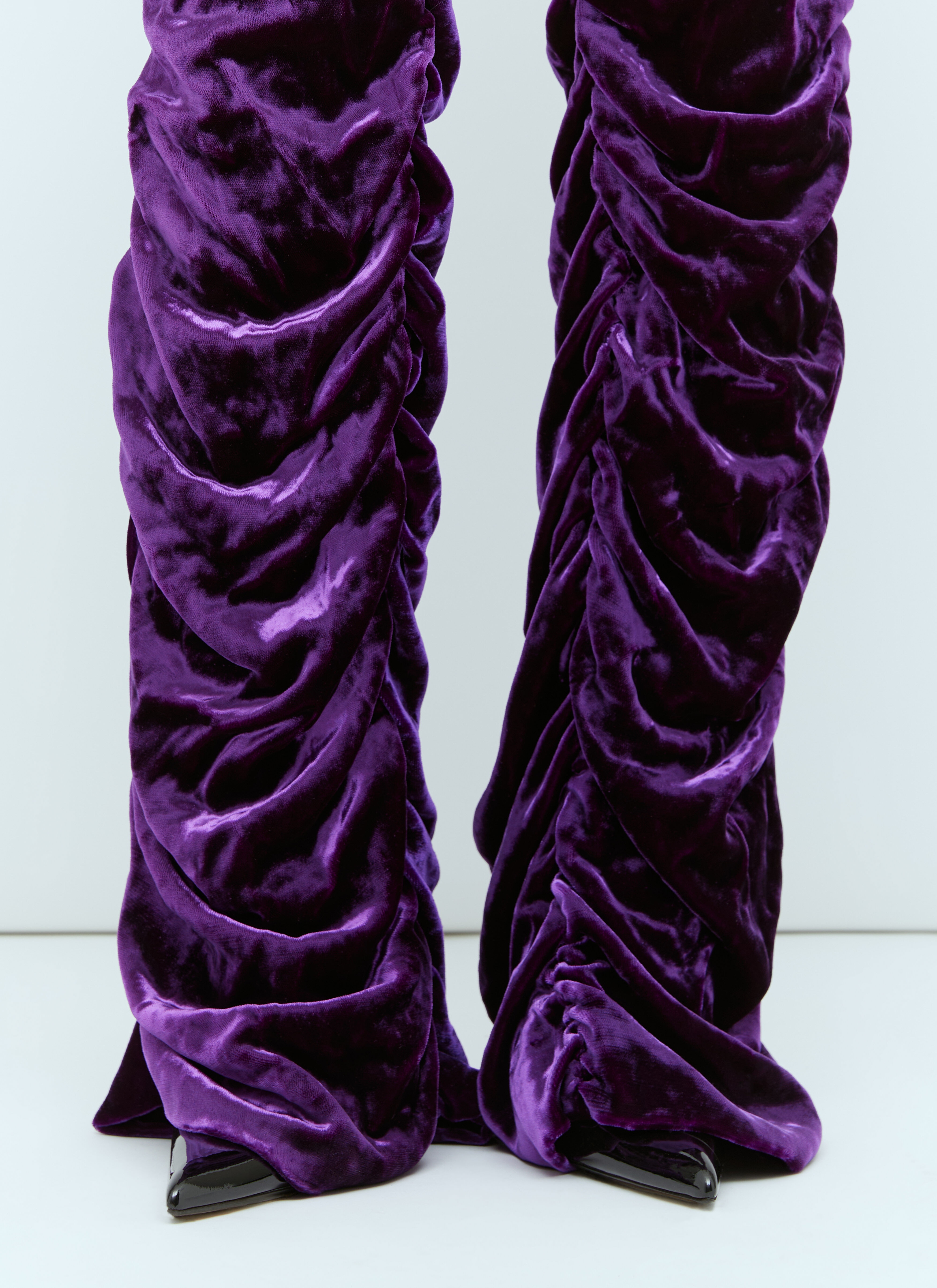 Horsebit Belt Velvet Pants - 5