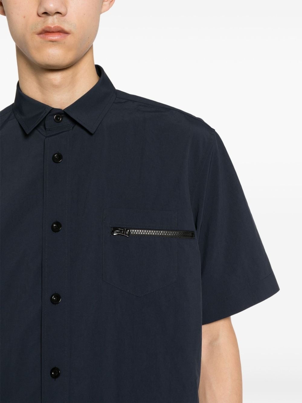 zip-pocket taffeta shirt - 5