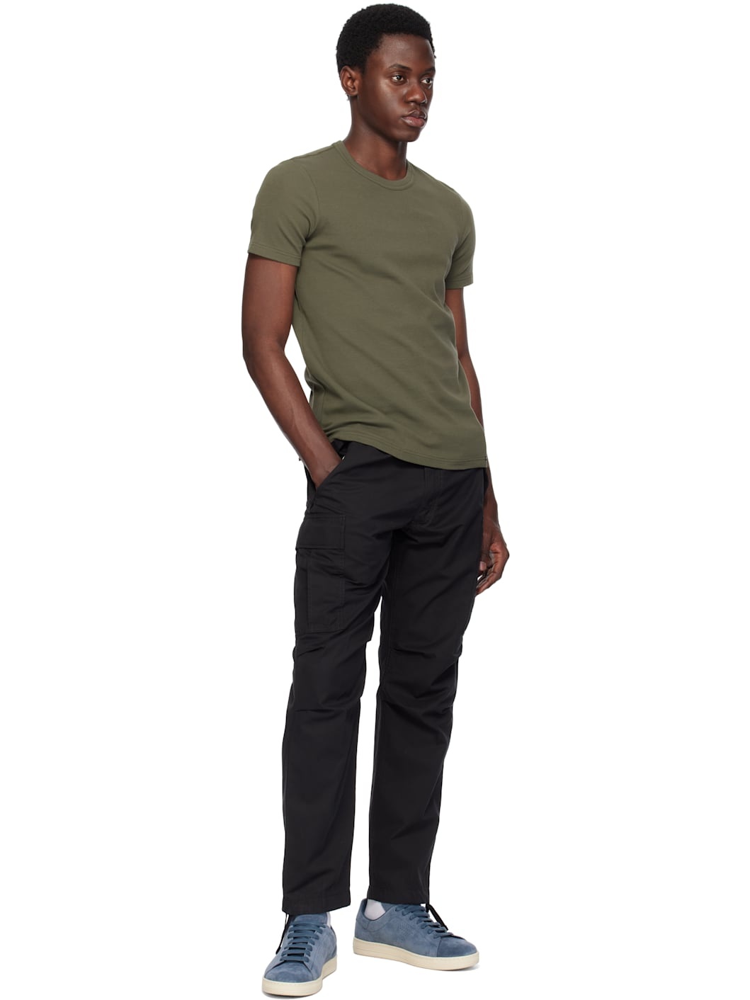 Khaki Cotton Stretch Jersey T-shirt - 4