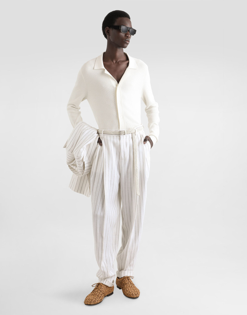 Dolce & Gabbana Pinstripe linen-blend pants with double darts outlook