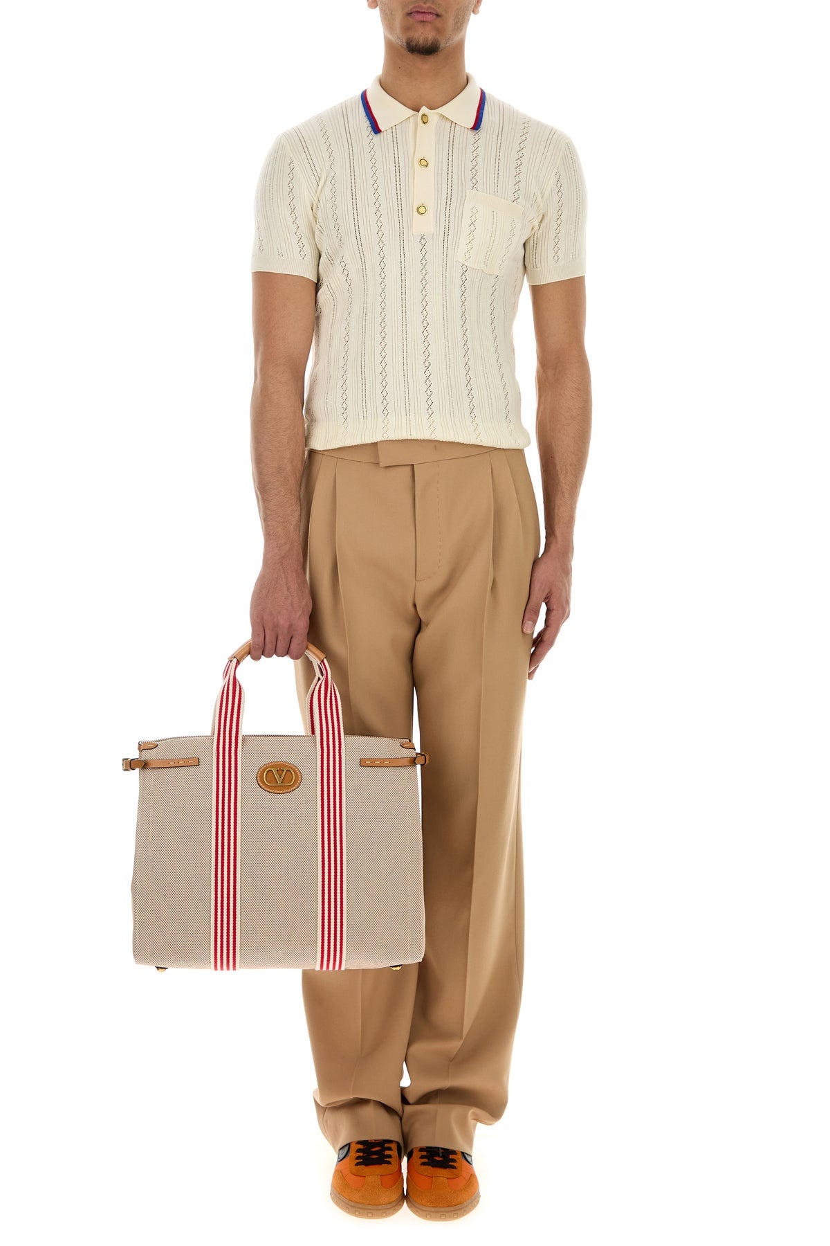 Two-tone canvas VLogo shopping bag - 5
