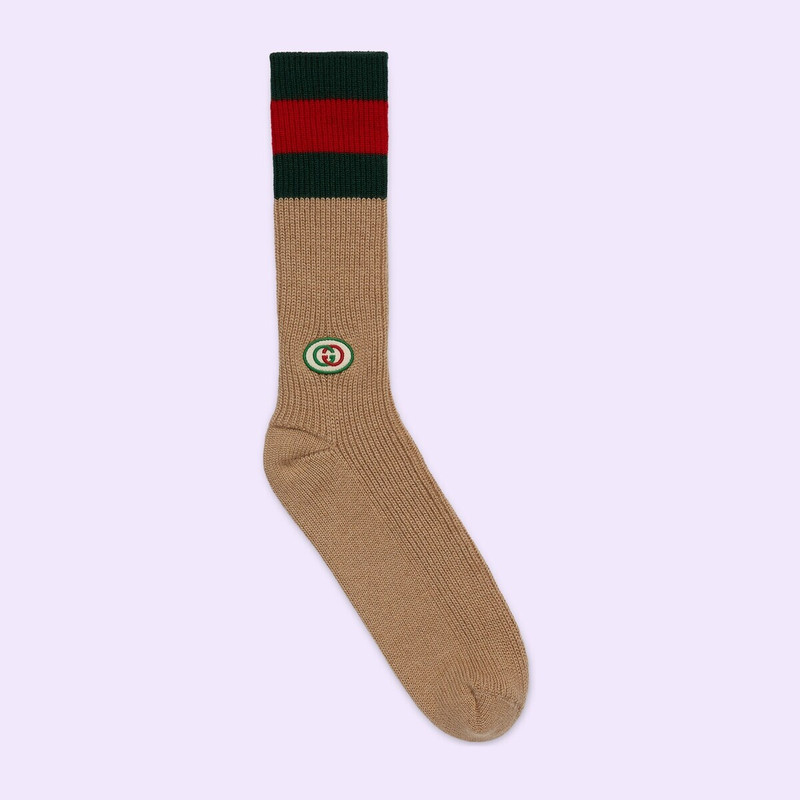 Wool socks with Interlocking G patch 1