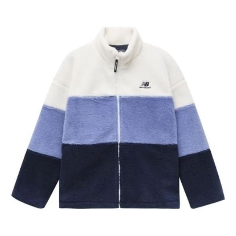 New Balance Plus Colorblock Patch Detail Zip Up Teddy Jacket 'White Blue Black' 6DC44823-NV - 1