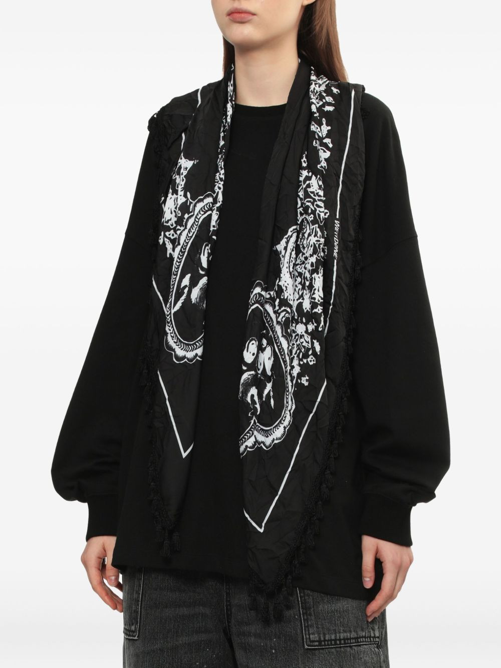 print-panel cotton sweatshirt - 3