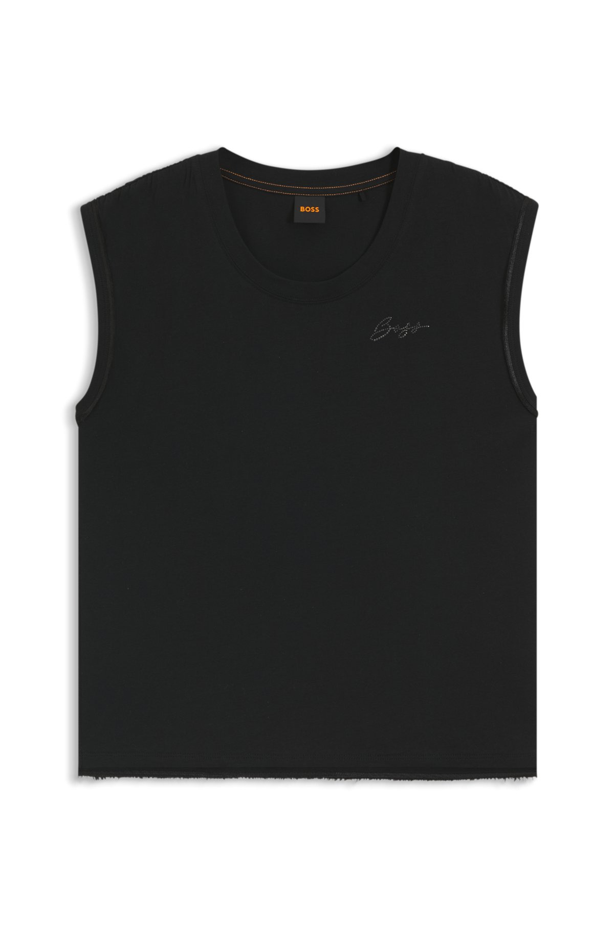 COTTON-JERSEY TOP WITH CRYSTAL LOGO - 1