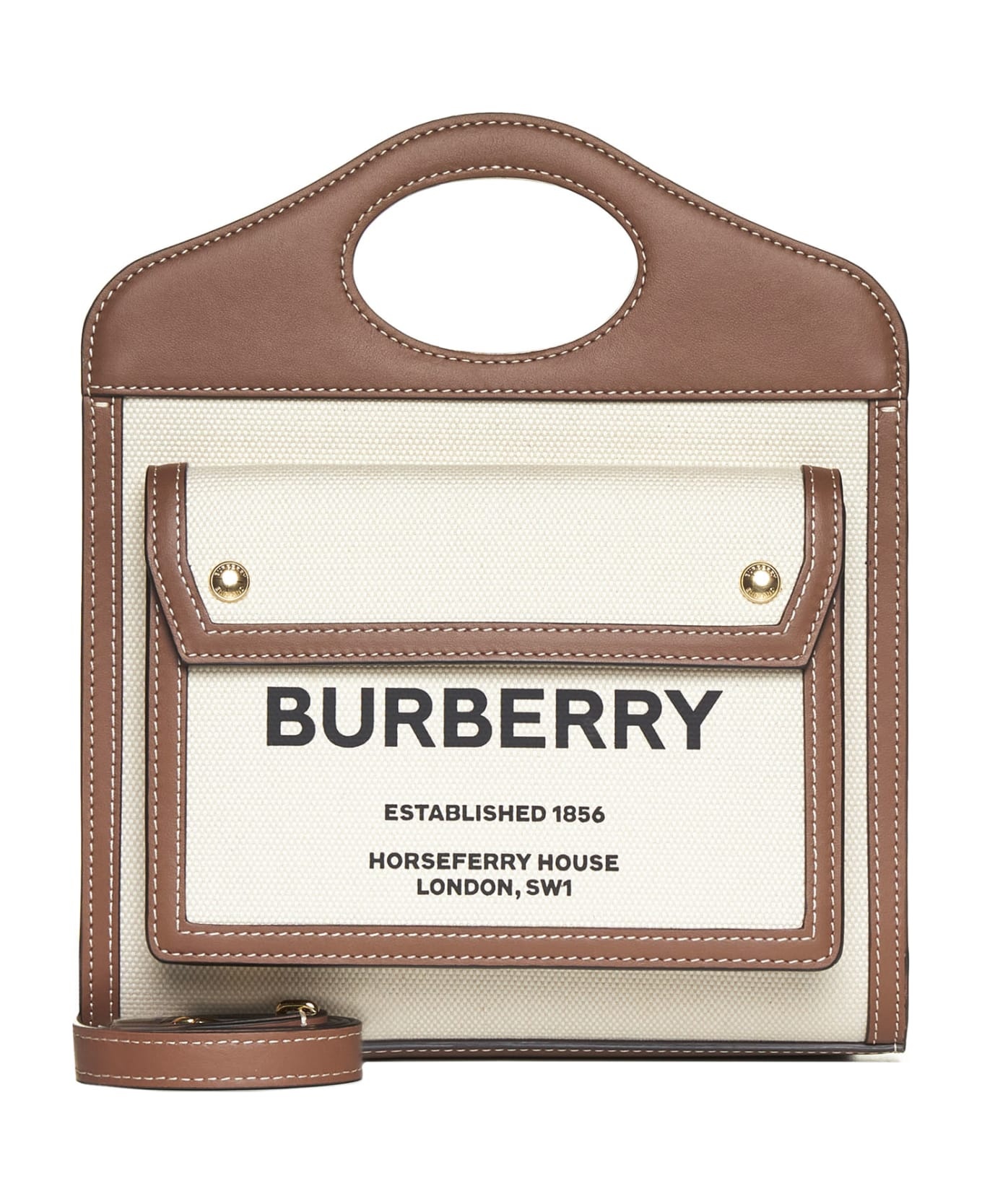 Mini Two-tone Canvas And Leather Pocket Bag - 1
