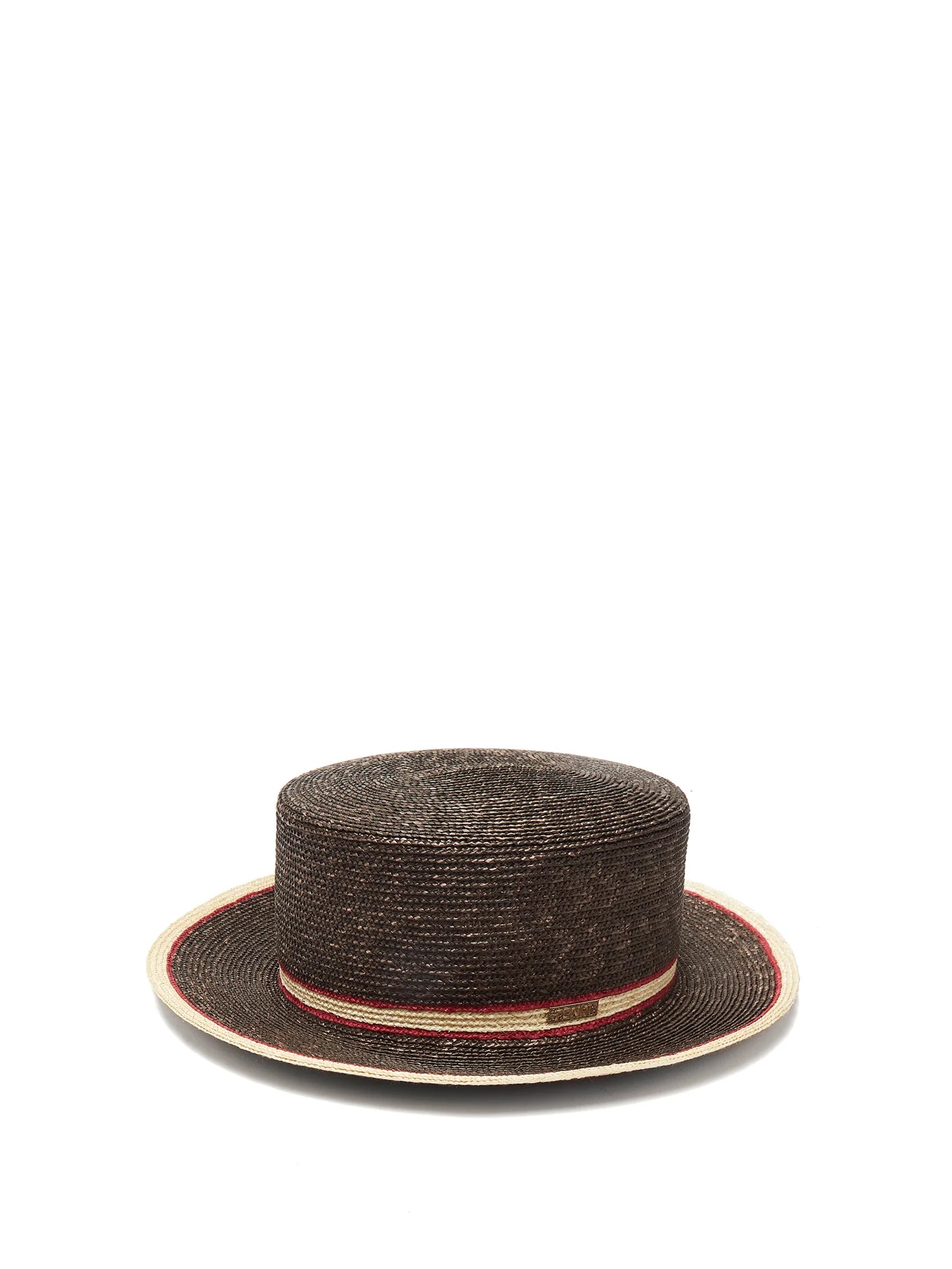 Striped straw boater hat - 1