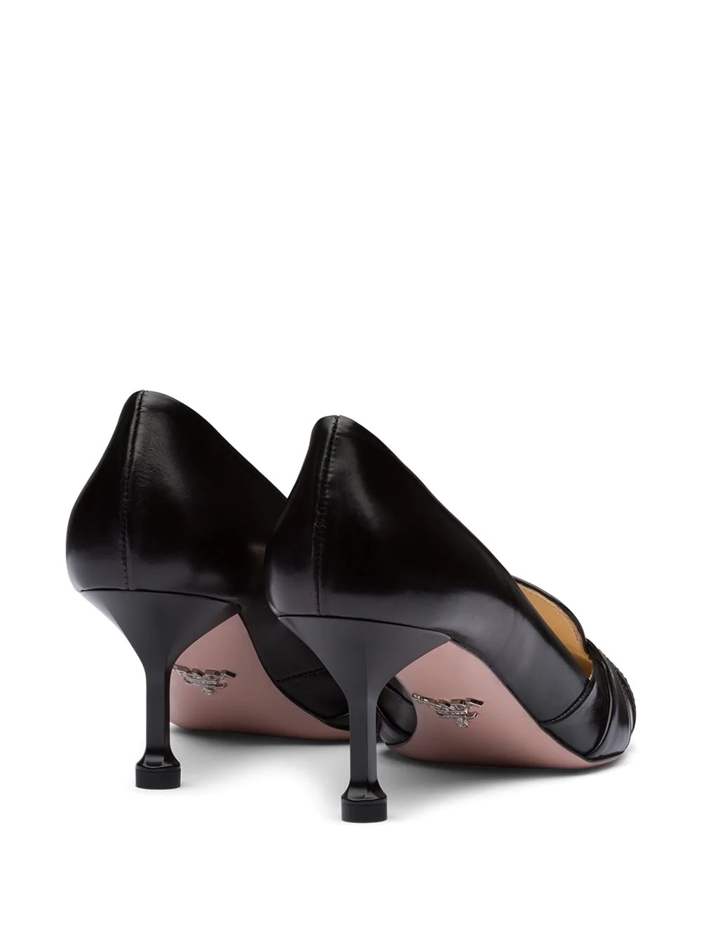 brushed leather pointy toe pumps - 3