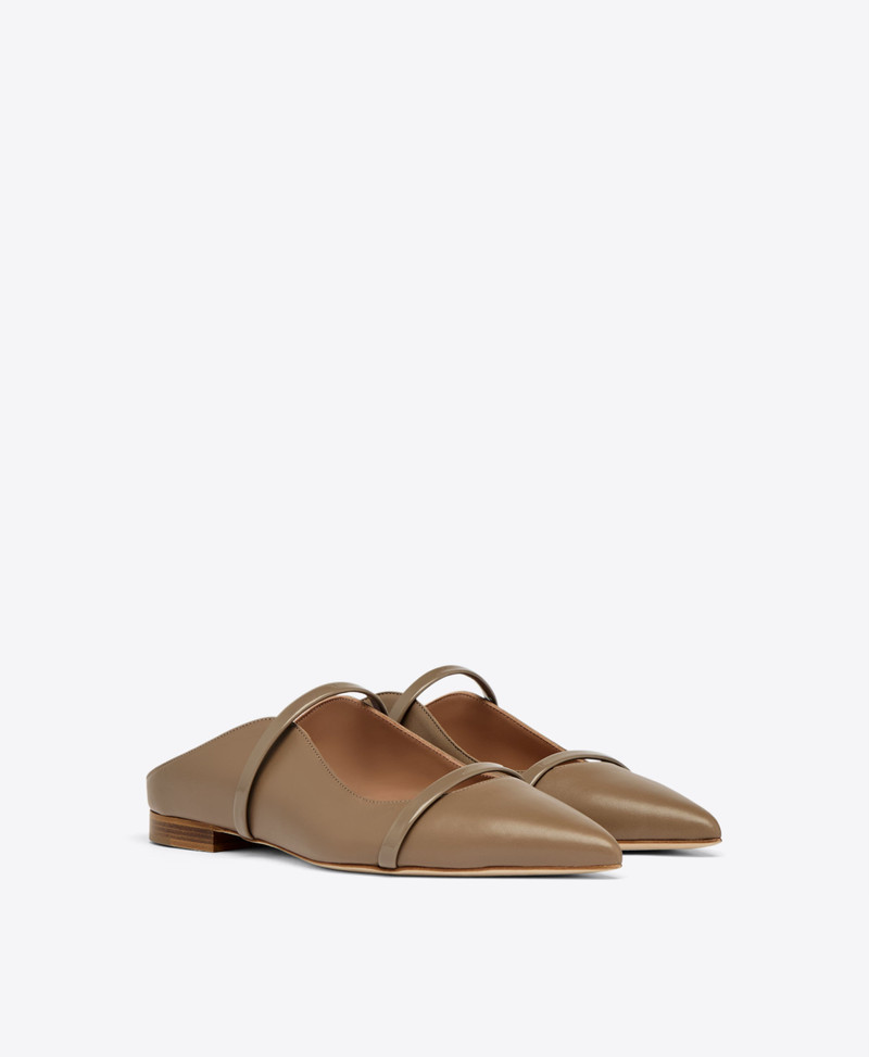 MALONE SOULIERS Maureen Taupe Leather Flat Mules outlook
