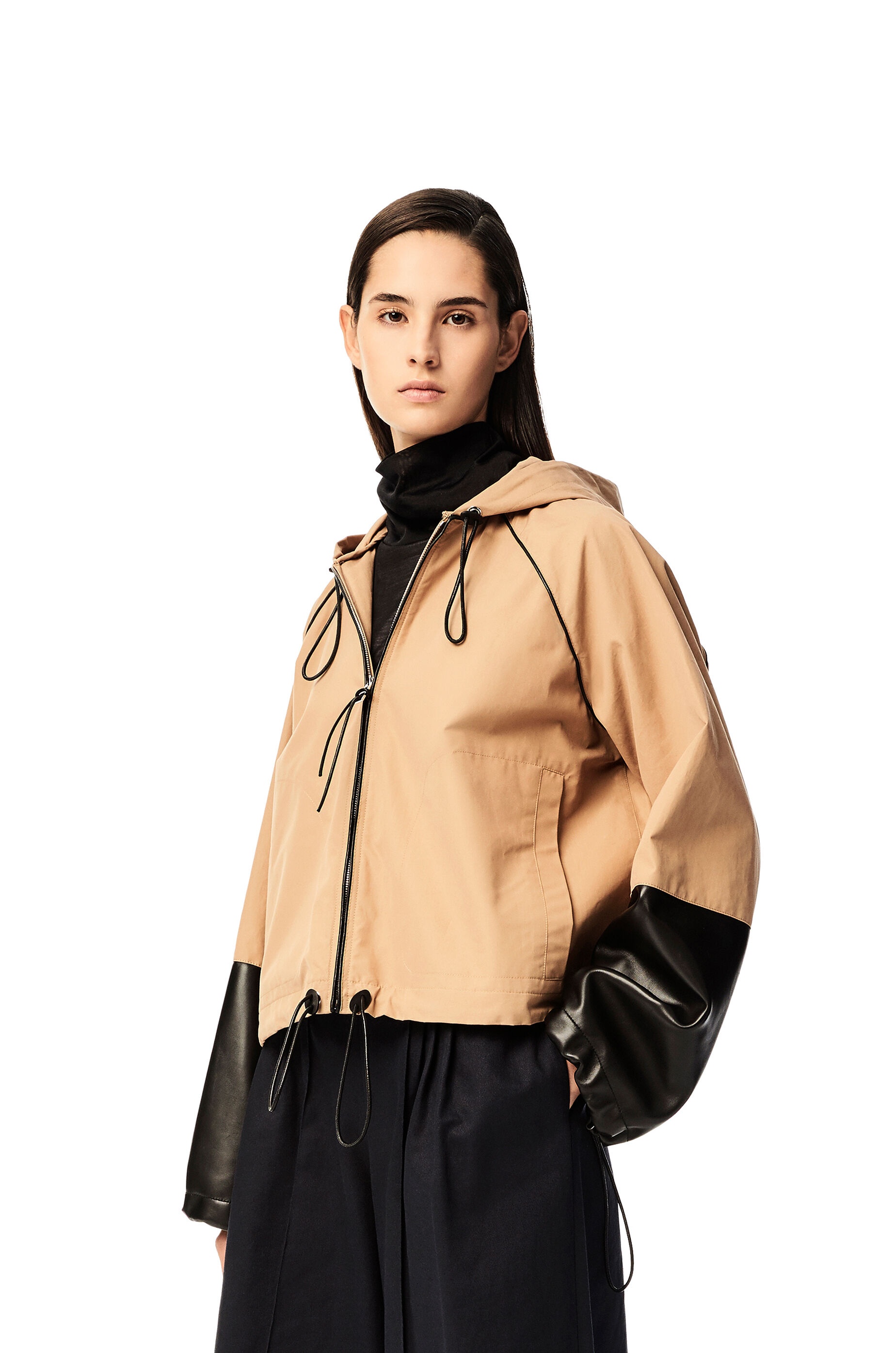 Hooded jacket in cotton and nappa - 3