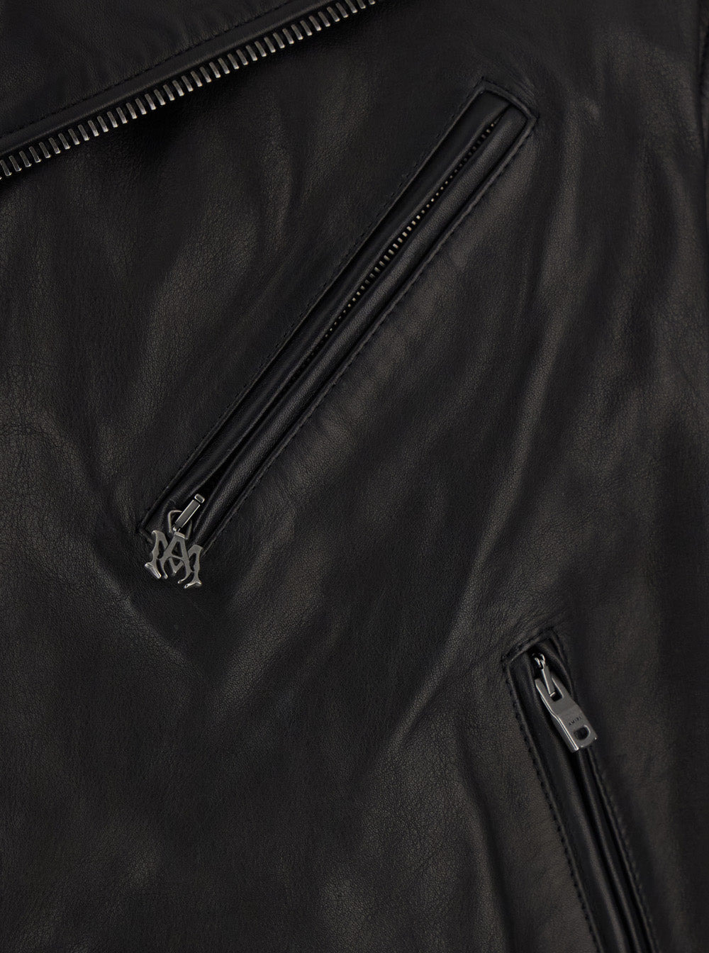 Amiri Men Black Jacket With Wide Notched Revers And Maxi Logo Lettering Print On The Rear In Leather - 3