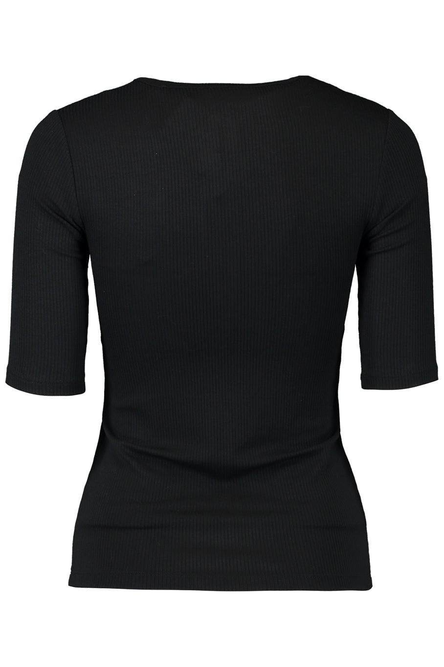Rib Elbow Sleeve Henley - Black - 4