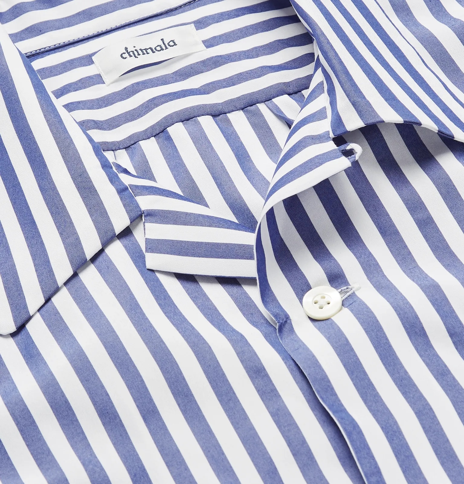 Camp-Collar Striped Matte-Satin Shirt - 4