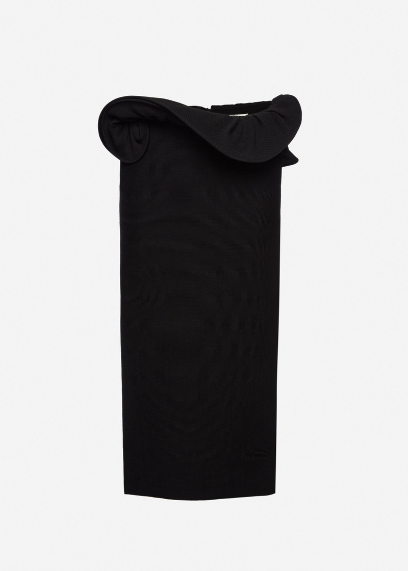 Midi skirt with hand-twisted flower detail in black 1