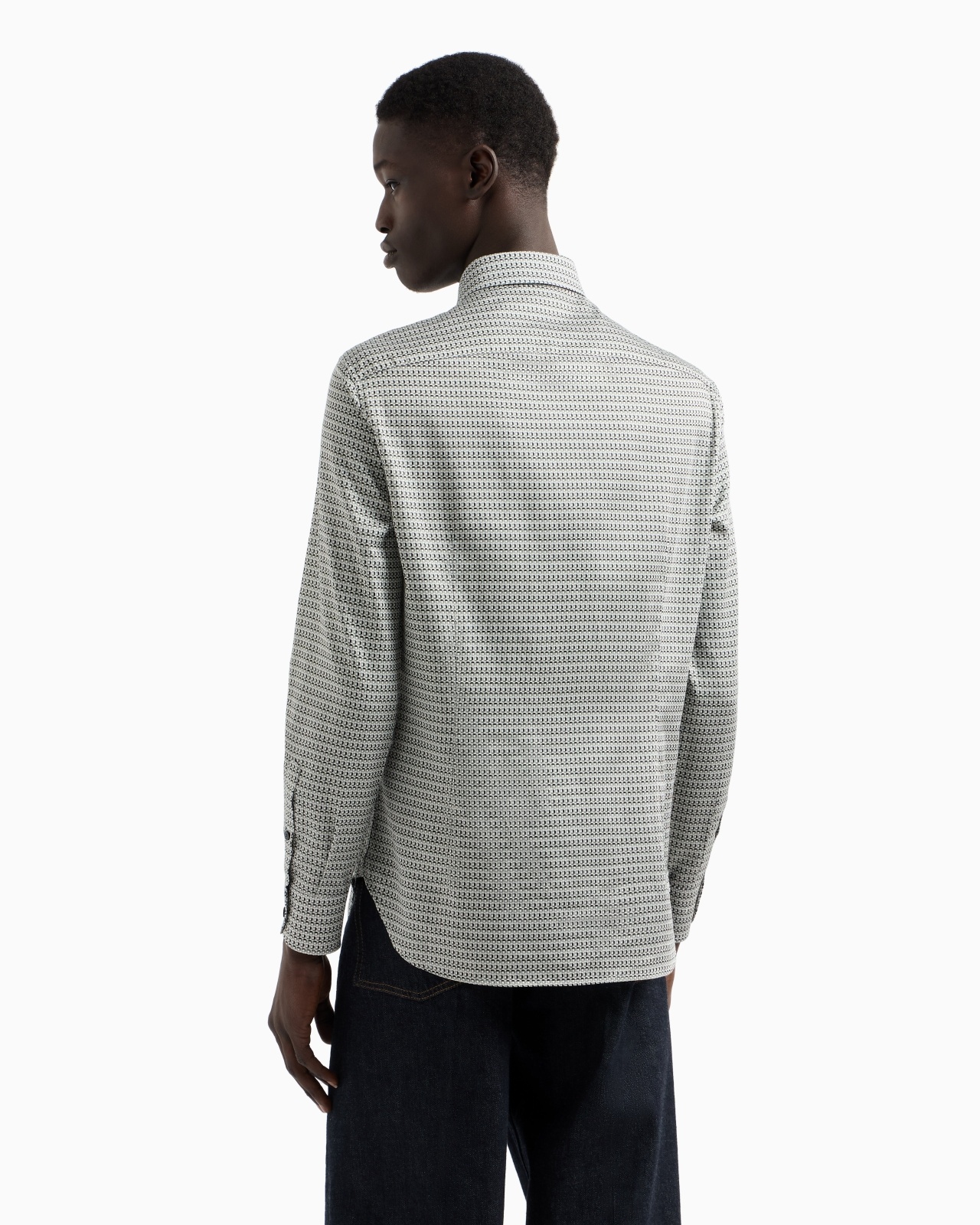 PRINTED-PATTERN STRETCH COTTON SHIRT - 3