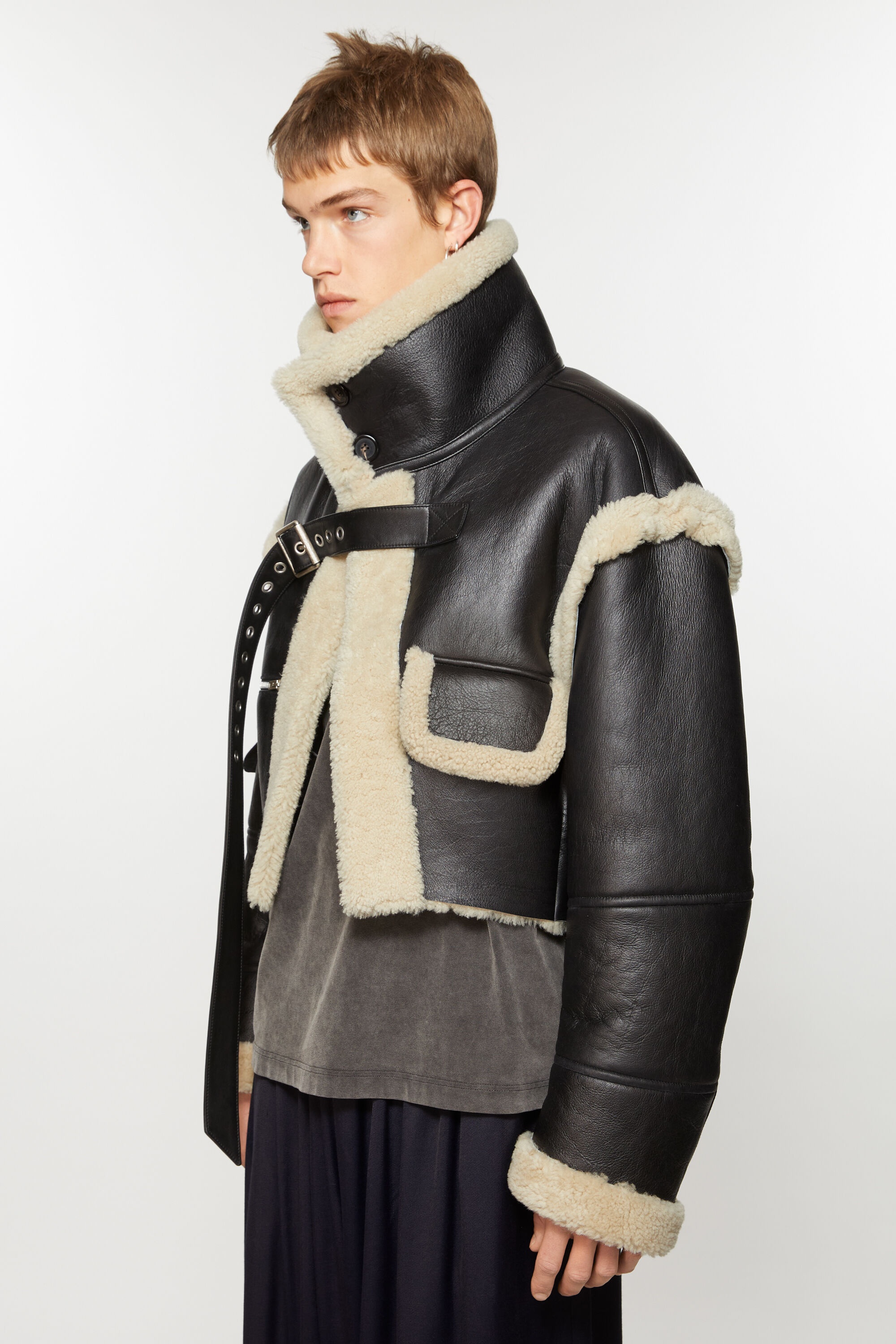 Shearling buckle jacket - Black - 3