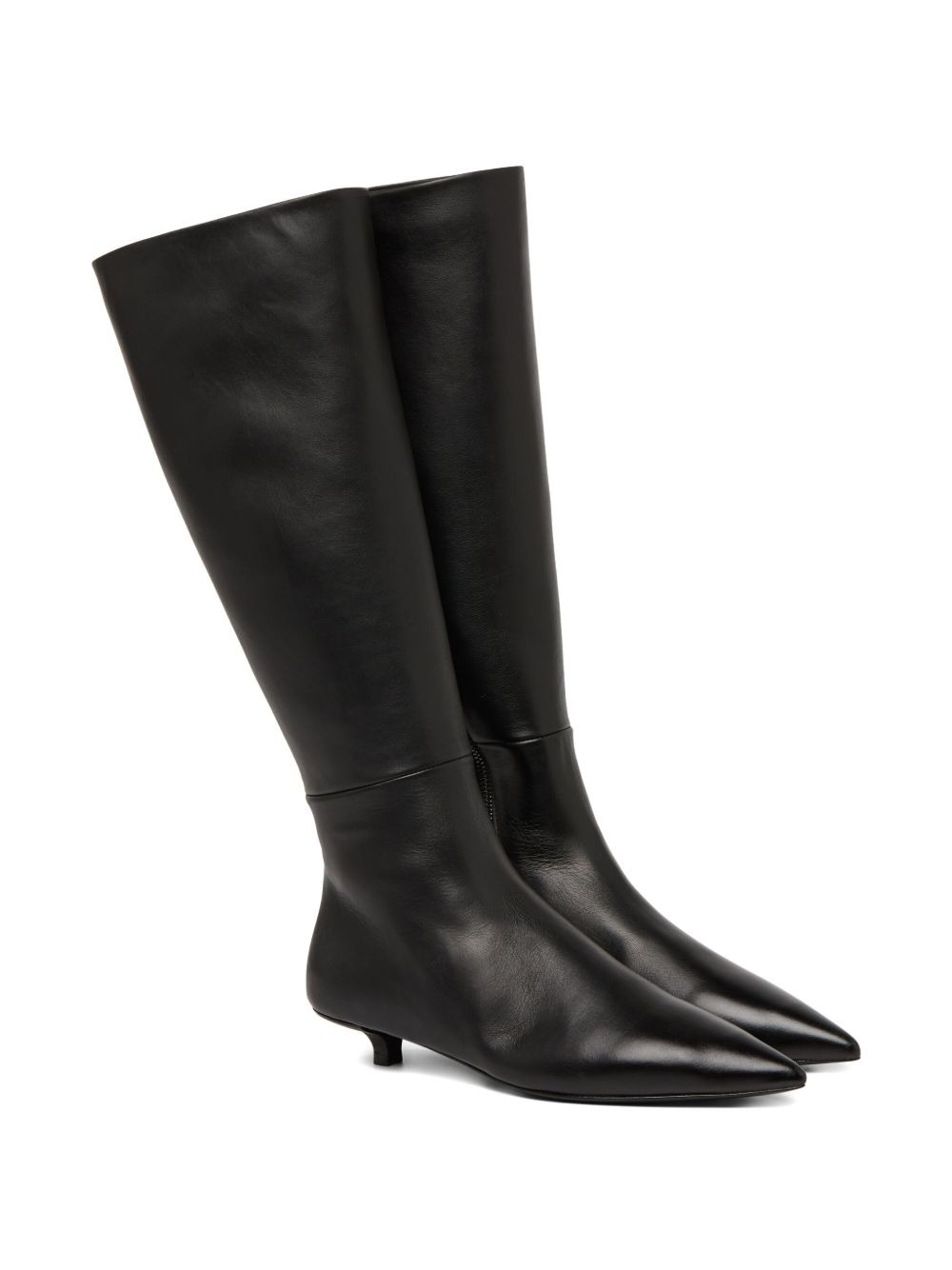 leather pointed-toe knee-high boots - 2