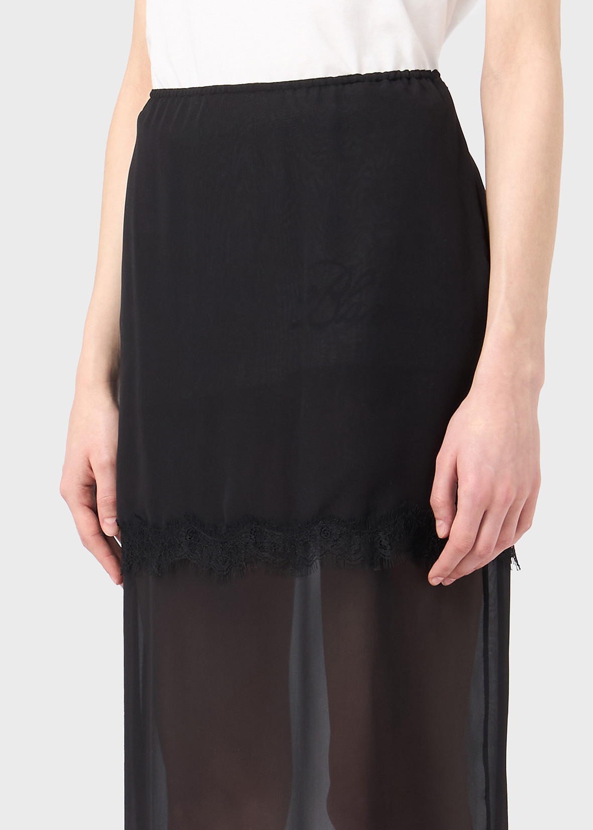 GEORGETTE SKIRT WITH LACE FLOUNCE - 5