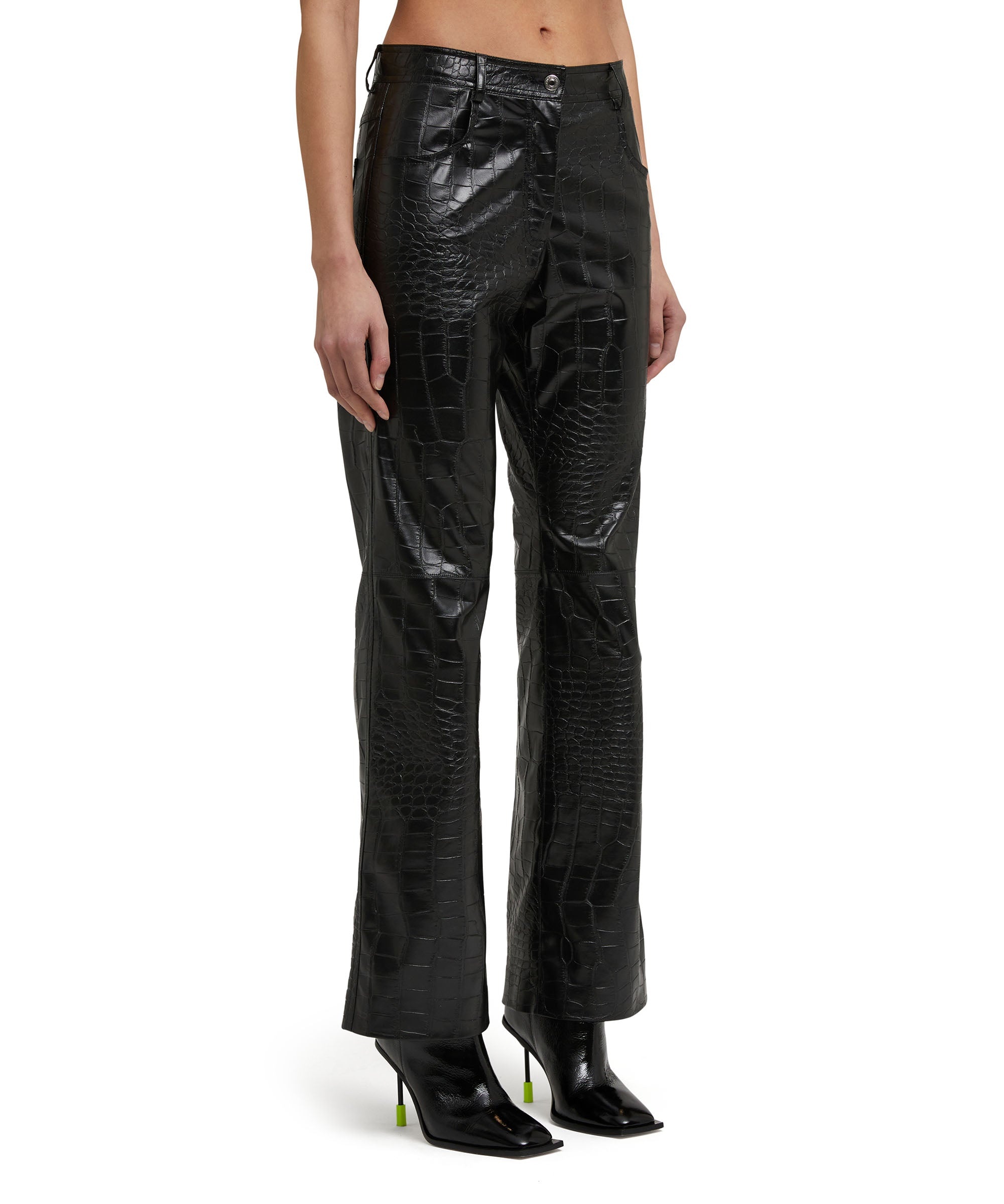 Faux leather straight-leg trousers "Croco Eco Leather" fabric - 3