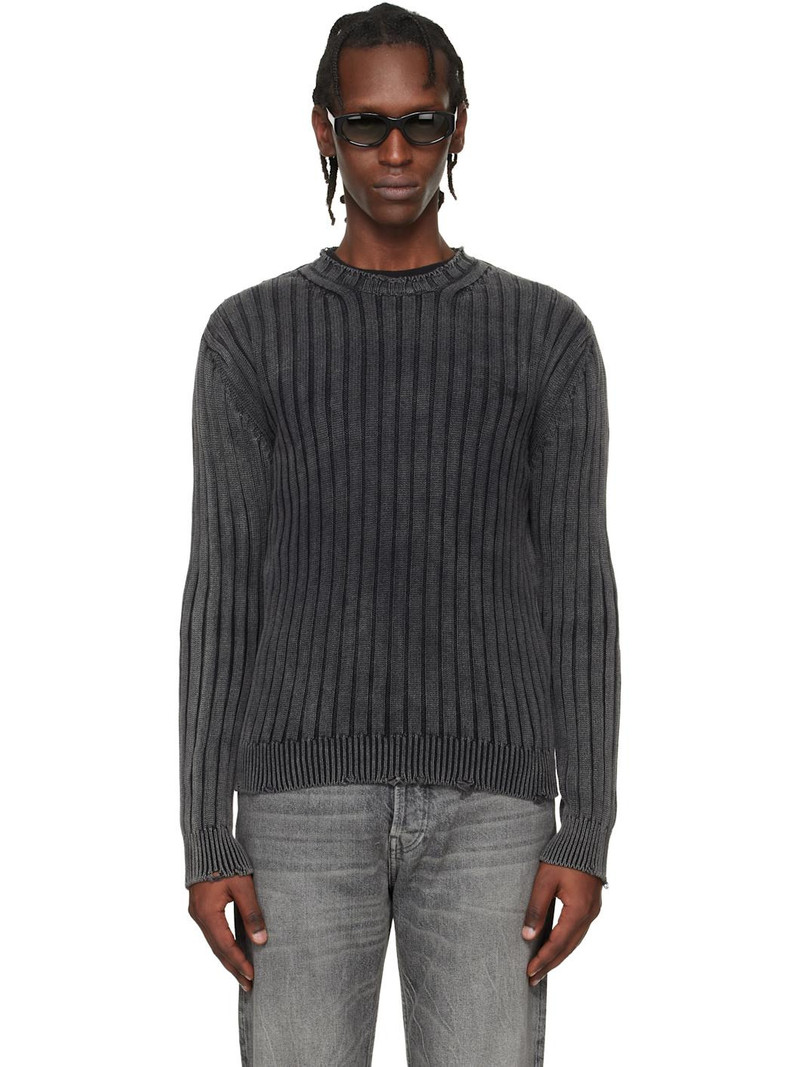 Gray Ink Arrow Rib Knit Crewneck Sweater 1